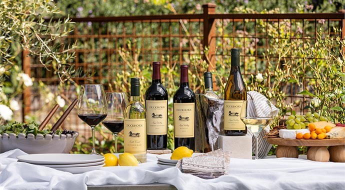 Duckhorn Vineyards wines on a table
